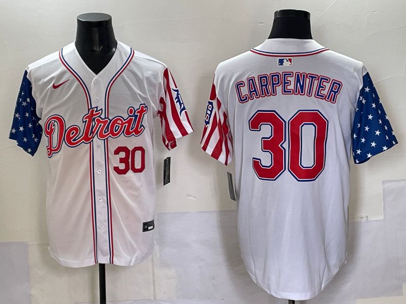 Men Detroit Tigers #30 Carpenter White National Flags 2025 Nike MLB Jersey style 4